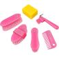 Preview: York Putz-Set Sweety für Kinder in Pink mit Bürsten, Hufkratzer, Kamm und Schwamm