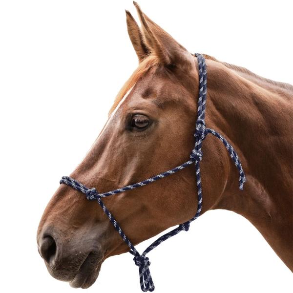 Waldhausen Knotenhalfter für Bodenarbeit und Horsemanship Training dunkelblau und silber