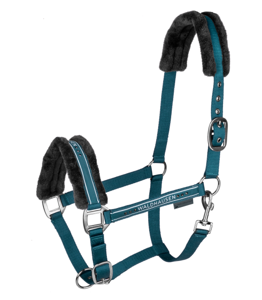 Waldhausen Halfter Elegant Petrol – Flauschig & funkelnd