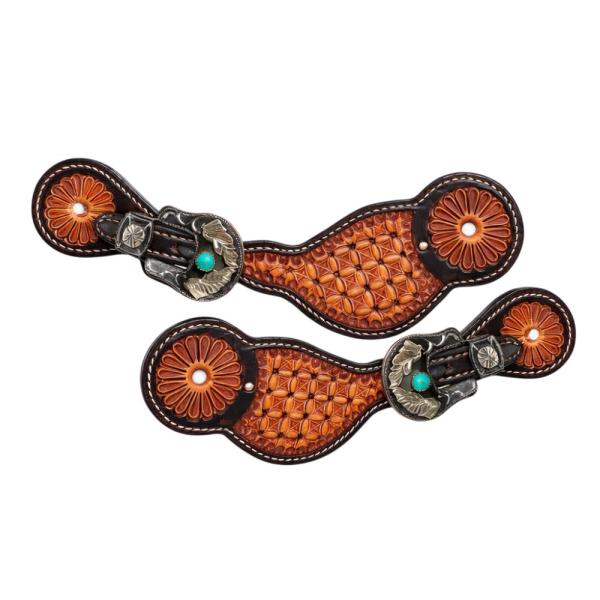 Western Sporenriemen „Sunflower Turquoise“