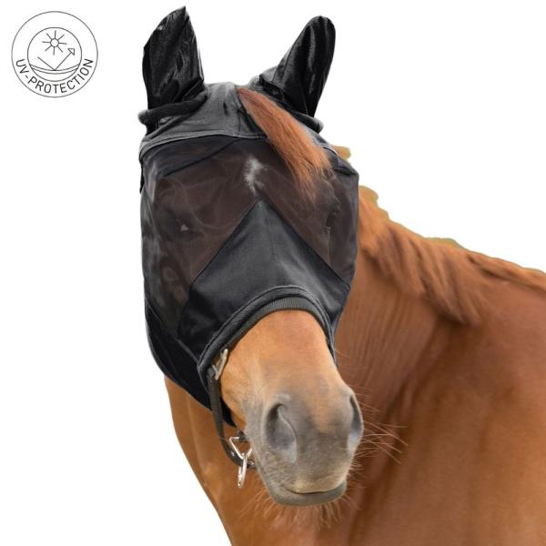 Waldhausen Premium Fliegenmaske mit Ohrenschutz | UV-Schutz