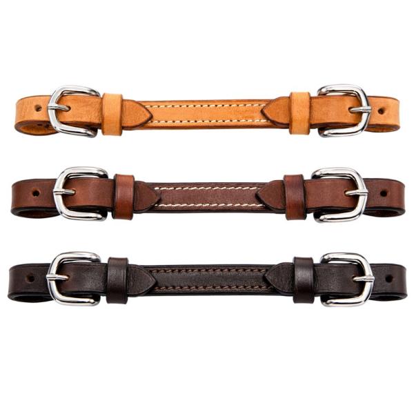 Kinnriemen für Westerntrense aus Leder in verschiedenen Brauntönen mit Schnallen, verstellbares Pferdezubehör für Westernreiten
