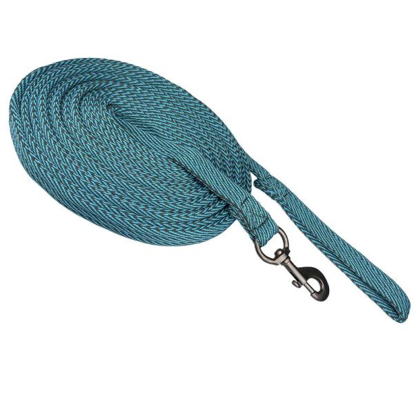 Longierleine tuerkis mit stabilem Karabinerhaken für sicheres Longieren und Training