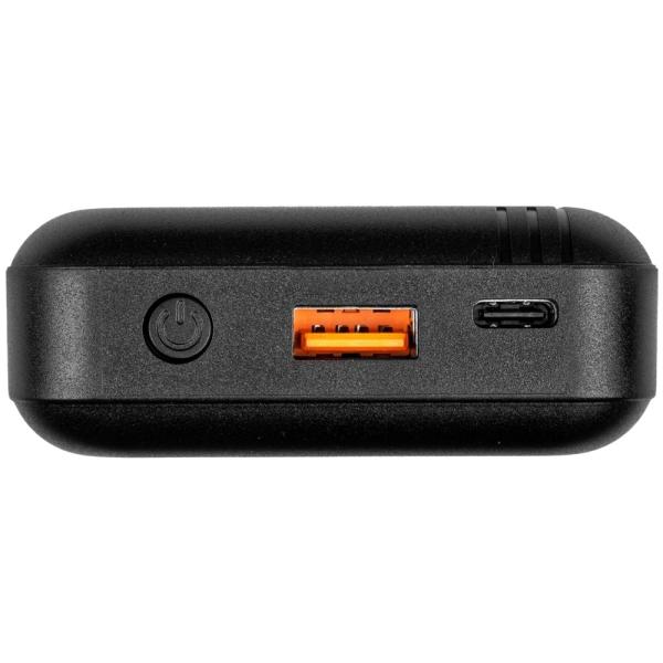 Waldhausen Health and Care Powerbank, Detailansicht der Anschlüsse und des Einschaltknopfs