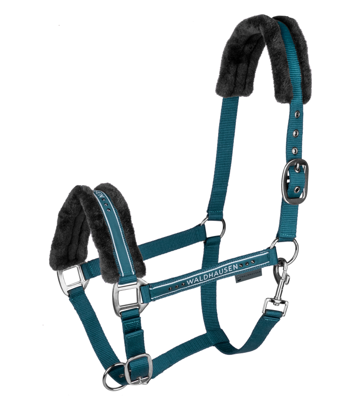 Waldhausen Halfter Elegant Petrol – Flauschig & funkelnd