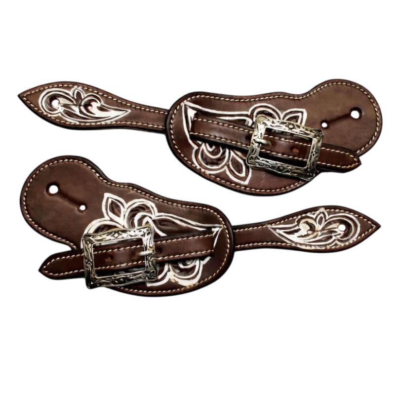 Western Sporenriemen mit Punzierung und Ziernähten