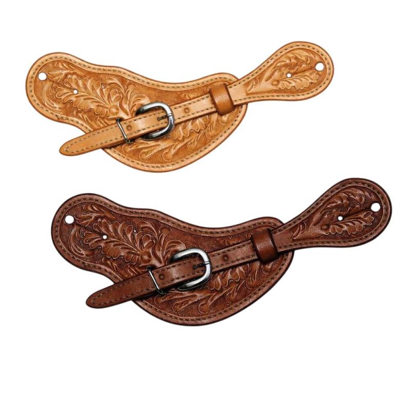 Western Sporenriemen mit Punzierung | Hellbraun und Mittelbraun