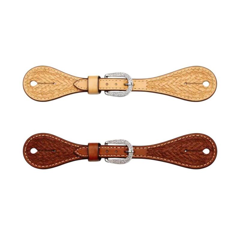 Western Sporenriemen mit Basket Tooling | Hellbraun & Mittelbraun