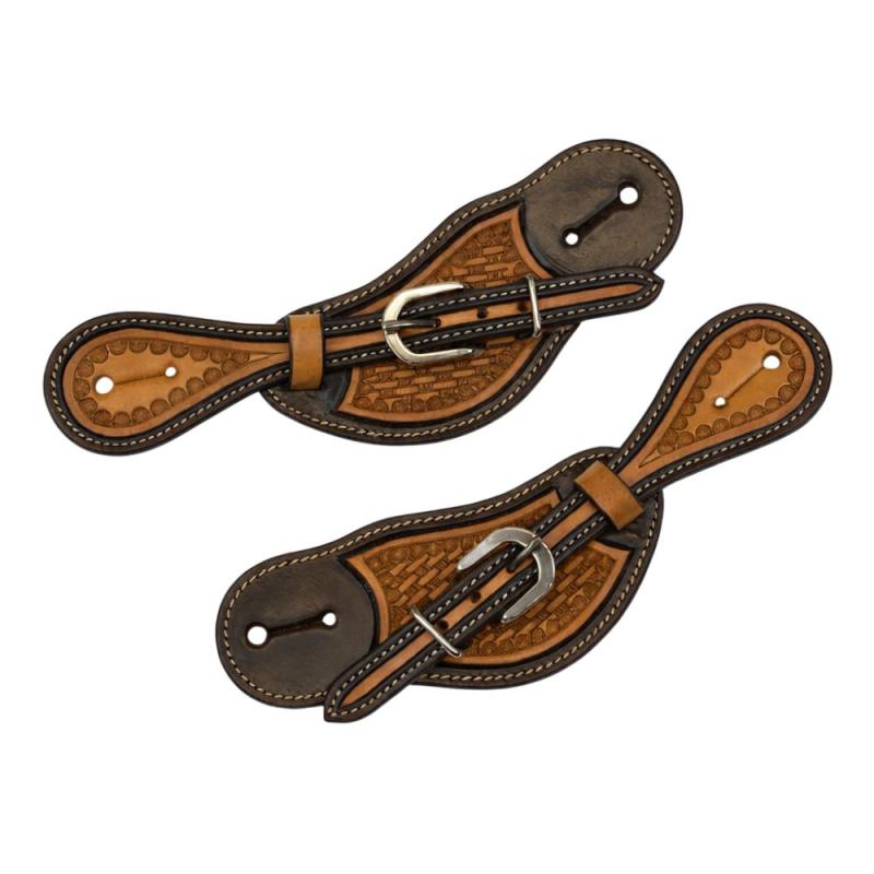 Western Sporenriemen zweifarbig mit Korbprägung