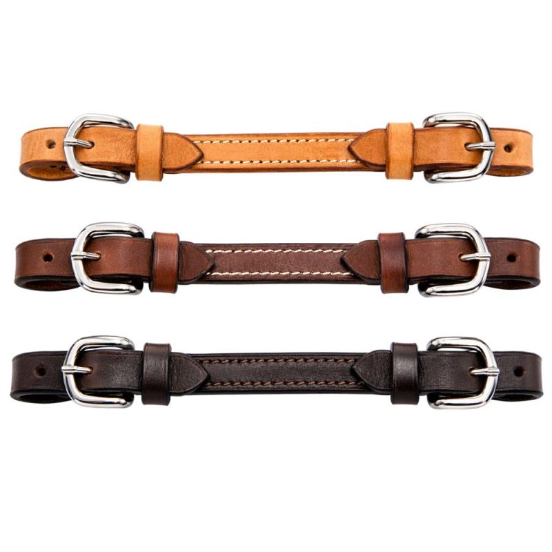 Kinnriemen für Westerntrense aus Leder in verschiedenen Brauntönen mit Schnallen, verstellbares Pferdezubehör für Westernreiten