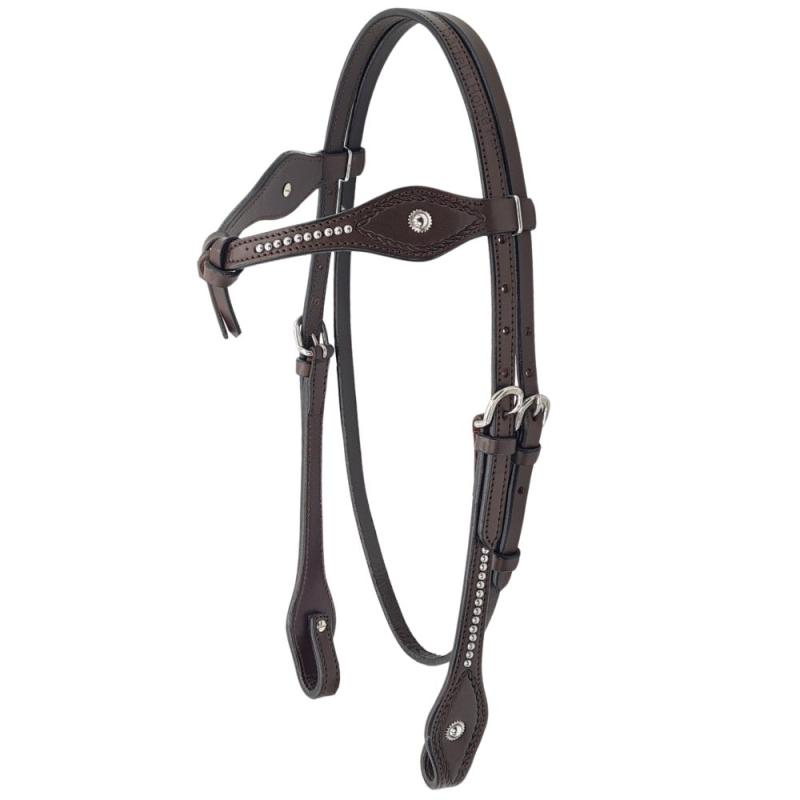 dunkelbraune Westerntrense aus robustem Harness Leder