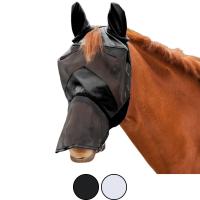 Fliegenmaske mit Ohrenschutz, Nasenschutz und UV Schutz in schwarz und silbergrau