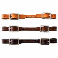 Kinnriemen für Westerntrense aus Leder in Brauntönen mit Metallschnallen, verstellbar, hochwertiges Pferdezubehör für Westernreiten